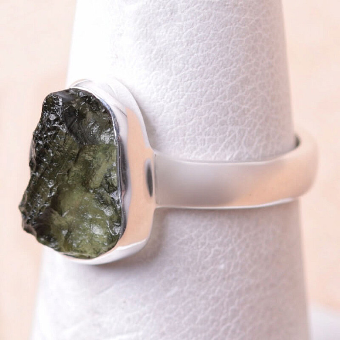 Vltavín prsten stříbro Ag 925 R24 - 51 mm , 3,1 g