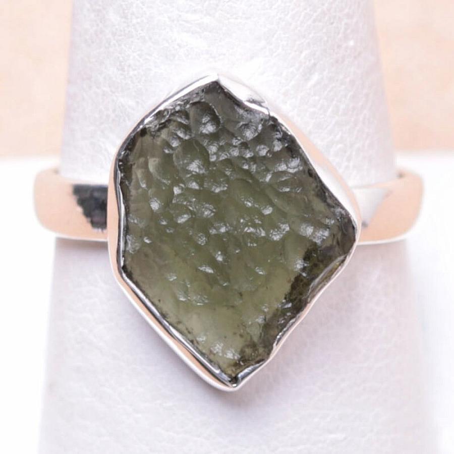 Vltavín prsten stříbro Ag 925 R25 - 62 mm , 3,9 g