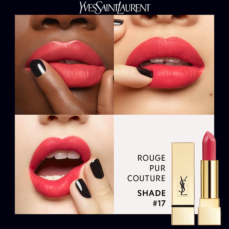 Yves Saint Laurent Rouge Pur Couture rtěnka s hydratačním účinkem odstín 17 Rose Dahlia 3,8 g