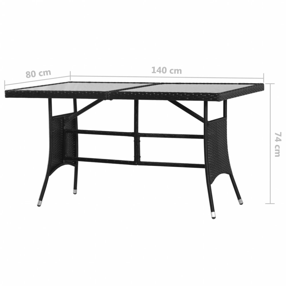 Zahradní stůl 140 x 80 cm černý polyratan,Zahradní stůl 140 x 80 cm černý polyratan