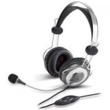 Genius HS-04SU, sluchátka s mikrofonem, ovládání hlasitosti, černo-stříbrná, 3.5 mm jack
