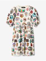 Krémové dámské vzorované šaty Desigual Stamps