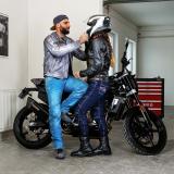 Pánská kožená moto bunda W-TEC Sheawen Waxed Grey  šedá  S