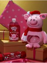Sada čtyř růžových šumivých tablet do koupele a zásobník ve tvaru prasátka Percy Pig Marks & Spencer