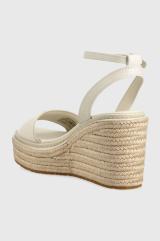 Sandály Calvin Klein WEDGE 50HH W/HW - JQ dámské, béžová barva, na klínku, HW0HW01490