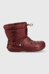 Sněhule Crocs Classic Lined Neo Puff Boot vínová barva