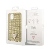 Zadní kryt Guess Rhinestones Triangle Metal Logo pro Apple iPhone 11 Pro, zlatá