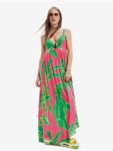 Zeleno-růžové dámské vzorované šaty Desigual Damila