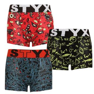 3PACK dětské boxerky Styx art sportovní guma vícebarevné  12-14 let