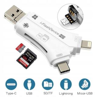 4 v 1 iPhone/Micro usb/USB type-c/USB čtečka karet