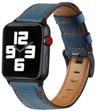 4wrist Kožený řemínek s prošíváním pro Apple Watch - Blue 38/40/41 mm