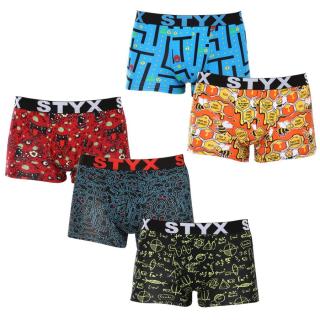 5PACK pánské boxerky Styx art sportovní guma vícebarevné  M