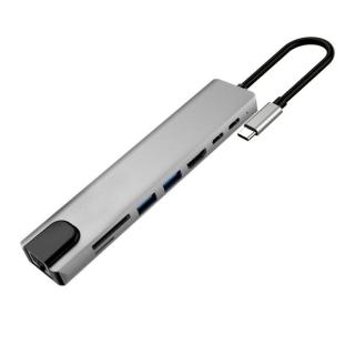 8 portů 2xUSB 3.0,2xUSB-C,HDMI 4K/60Hz,RJ45,SD a Micro SD karta