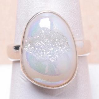 Achát drúzička andělská aura prsten stříbro Ag 925 R505 - 59 mm , 5,7 g