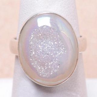 Achát drúzička andělská aura prsten stříbro Ag 925 R508 - 54 mm , 5,5 g