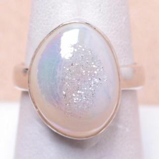 Achát drúzička andělská aura prsten stříbro Ag 925 R515 - 57 mm , 6 g