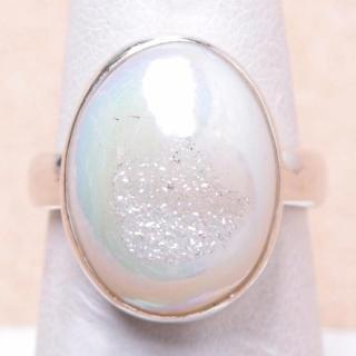 Achát drúzička andělská aura prsten stříbro Ag 925 R523 - 55 mm , 5,5 g