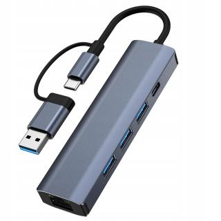 Adaptér Usb C na Ethernet 3 Usb 3.0 5 Gb/s