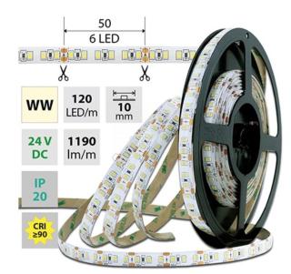 AKCE - LED pásek SMD2835 WW, 120LED/m, 14W/m, 1190lm/m, IP20, DC 24V 3,2m - McLED