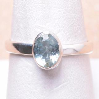 Akvamarín broušený prsten stříbro Ag 925 R1877 - 57 mm , 2,5 g