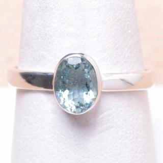 Akvamarín broušený prsten stříbro Ag 925 R1894 - 60 mm , 2,6 g