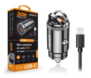 Aligator mini nabíječka do auta Power Delivery 30W,USB-C + USB-A, USB-C kabel pro iPhone/iPad