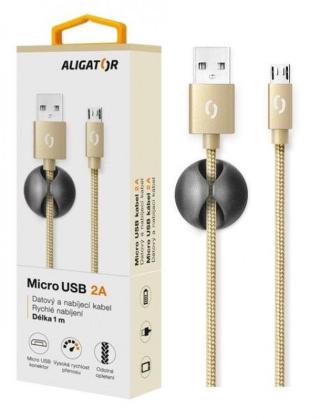 Aligator Premium kabel Datový kabel 2A, Micro Usb zlatý
