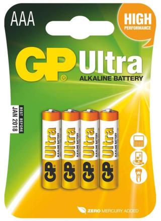 Alkalická baterie gp ultra lr03 , 4 ks v blistru