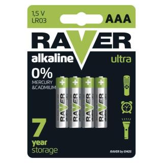 Alkalická baterie raver lr03 , 4 ks v blistru