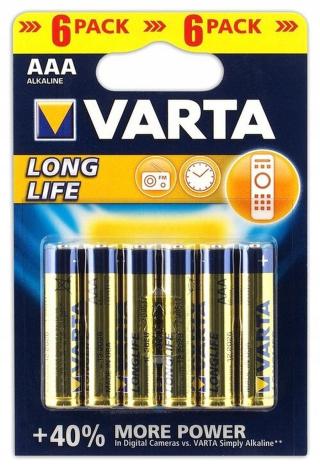 * Alkalické baterie Varta Longlife LR03 Aaa 6 ks