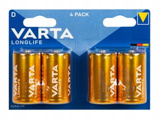 Alkalické baterie Varta R20 D Longlife 4 kusy