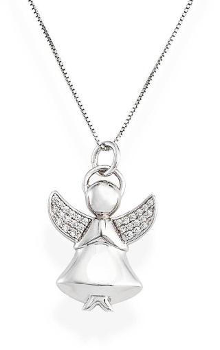 Amen Jemný stříbrný náhrdelník se zirkony Angels A2BB