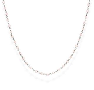 Amen Něžný stříbrný náhrdelník s růžovými krystaly Romance CLBR45