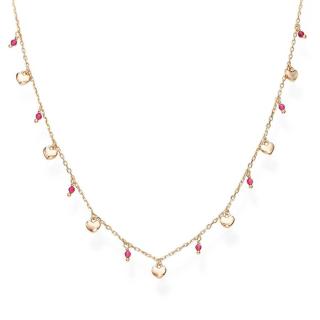 Amen Růžově pozlacený stříbrný náhrdelník s krystaly a srdíčky Candy Charm CLMICURRO