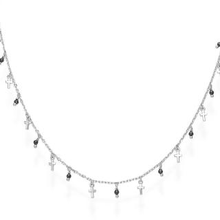 Amen Stříbrný náhrdelník s krystaly a křížky Candy Charm CLMICRBN