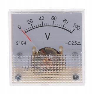Analogový měřič napětí 0-100 V.