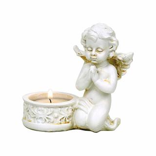 Andělíček se stojánkem na čajovou svíčku - svícen vpravo