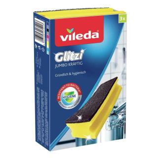 Antibakteriální čistící houbička Vileda Glitzi Jumbo / 3 ks / žlutá