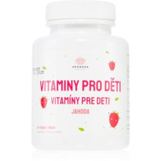 Aporosa Vitamíny pro děti jahoda pastilky pro podporu imunity, snížení míry únavy a vyčerpání 90 tbl