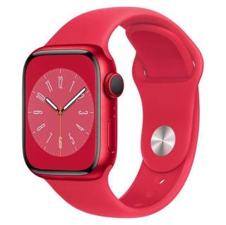 Apple Watch S8, 41mm, červená, sportovní řemínek, červená
