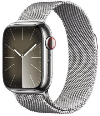 Apple Watch Series 9, Cellular, 41mm, Silver Stainless Steel, Silver Milanese Loop  - zánovní