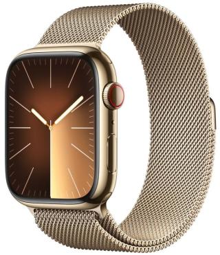 Apple Watch Series 9, Cellular, 45mm, Gold Stainless Steel, Gold Loop