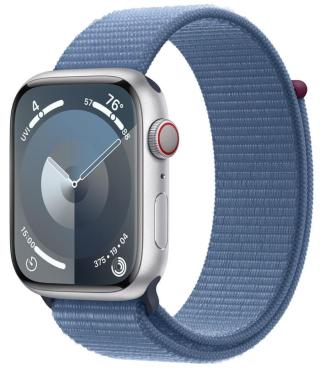 Apple Watch Series 9, Cellular, 45mm, Silver, Winter Blue Sport Loop