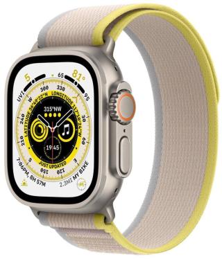 Apple Watch Ultra Cellular, 49mm Titanium Case with Yellow/Beige Trail Loop M/L MQFU3CS/A