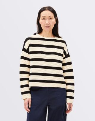 Armedangels Merinaa Striped 1692 oatmilk - black S