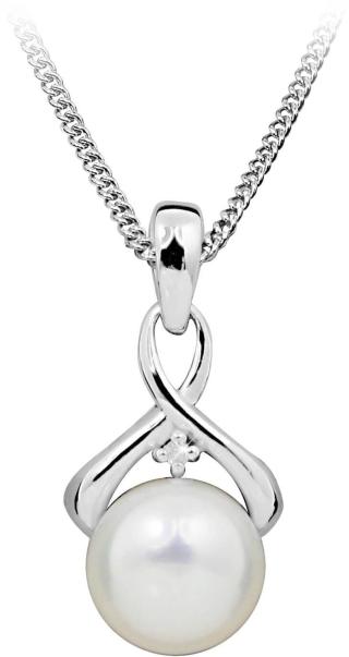 Art Diamond Stříbrný náhrdelník s diamantem a perlou DAGS804/50