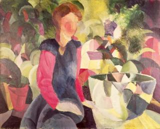 August Macke - Obrazová reprodukce Girl with a Fish Bowl, 20th century,