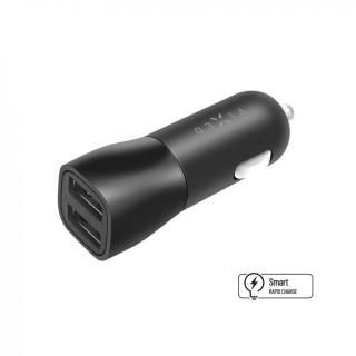 Autonabíječka FIXED s 2xUSB, 15W Smart Rapid Charge black