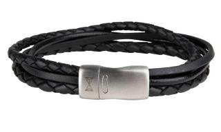 AZE Jewels Nadčasový náramek z černé kůže Iron Four String Black AZ-BL003-A 24 cm - XXL