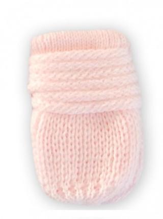 BABY NELLYS Kojenecké rukavičky pletené, zimní - sv. růžové, vel. 56-68